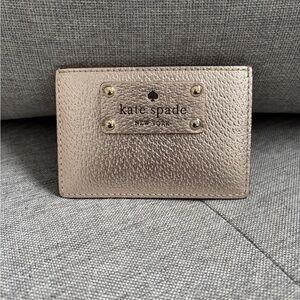 kate spade Peach Leather Card Slot Holder with Gold Logo